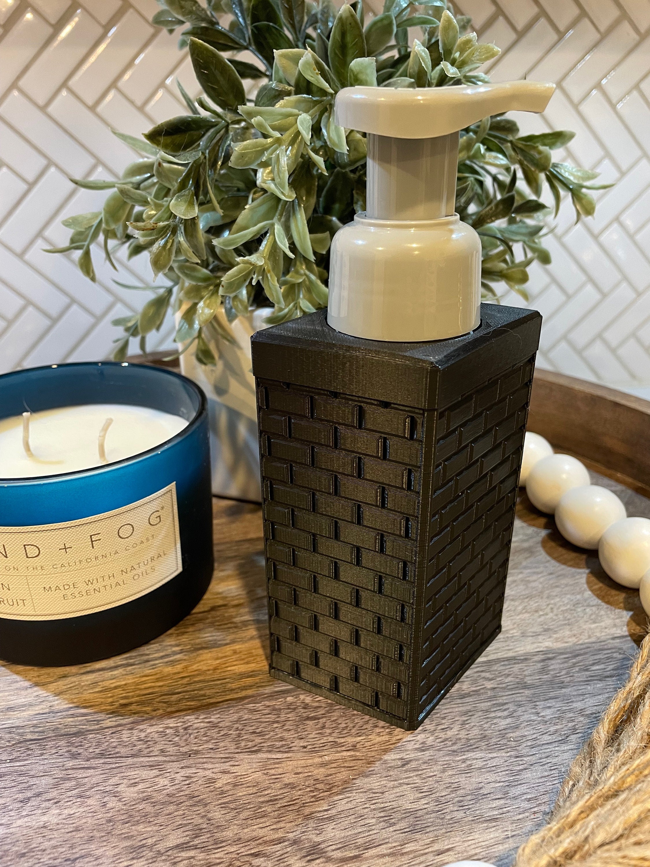 3D Printed Subway Tile Pattern Soap Dispenser Sleeve for Bath and Body