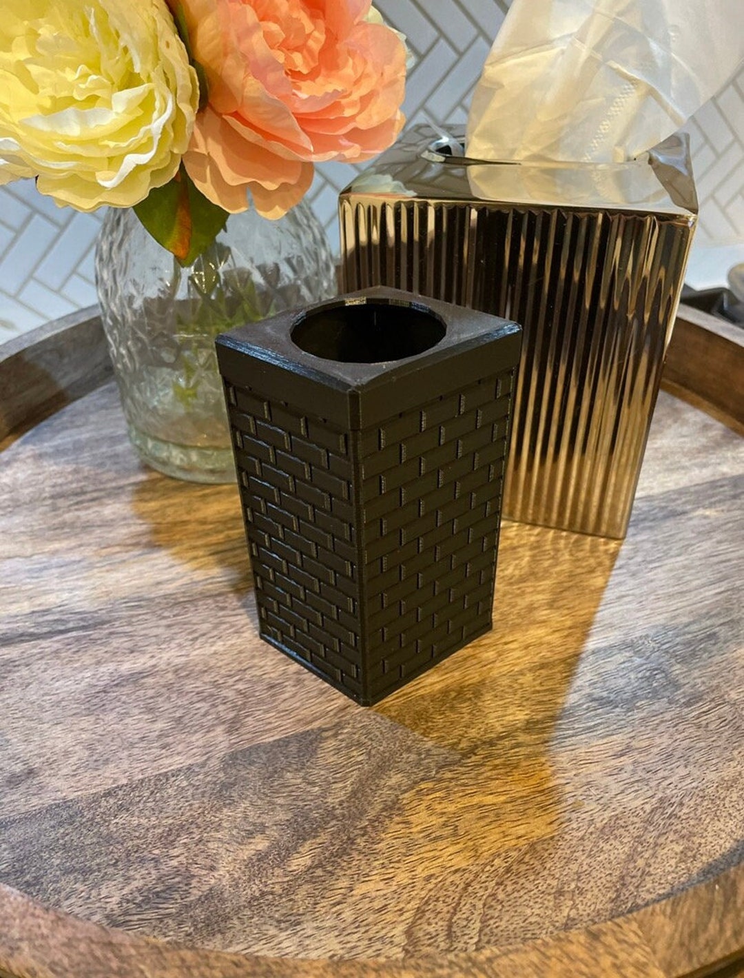 3D Printed Subway Tile Pattern Soap Dispenser Sleeve for Bath and Body