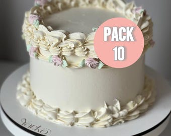 Conjunto de 10 peças, Base de Bolo Rústica Personalizada em Madeira: Base para Exibição de Bolos de Casamento - Decoração de Bolo, Base para Bolo de 25 cm com logotipo