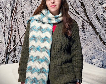 Chevron Scarf Crochet Pattern – Easy Winter Scarf (PDF Download)