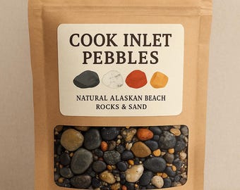 Alaskansk sten- och sandblandning – naturliga strandstenar från Alaska och jaspis, chert och basaltstenar