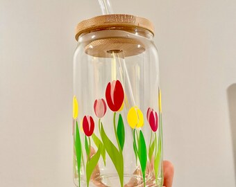 Tulip glass | Tulip cup | spring cup | floral | gifts for her