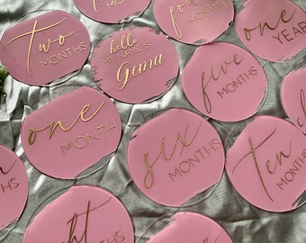 Baby Monthly Milestone Cards, Newborn Monthly Milestone, Acrylic Baby Milestone Discs,Baby Monthly Milestone Marker, Baby Monthly Photo Prop