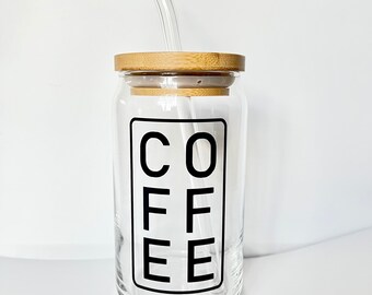 Coffee Can Glass  | Custom Coffee cup | coffee shop glass | Iced Coffee Glass| gifts for her
