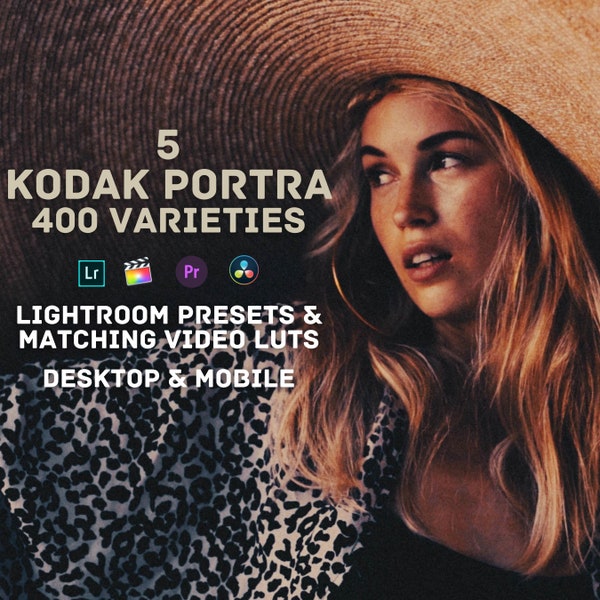 KODAK PORTRA 400 Lightroom Presets and Video LUTs Lightroom Mobile and Desktop, Davinci Resolve, Adobe Premiere Pro, FCPX and more