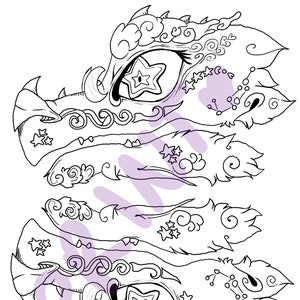 Thème de l'espace personnalisable Modèle de marionnette dragon en papier imprimable Coloriez votre base de départ
