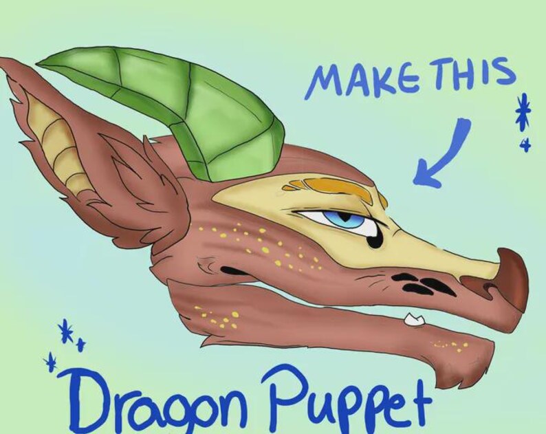 Printable Paper Dragon Puppet Template Base Pattern- You Pick! - Etsy