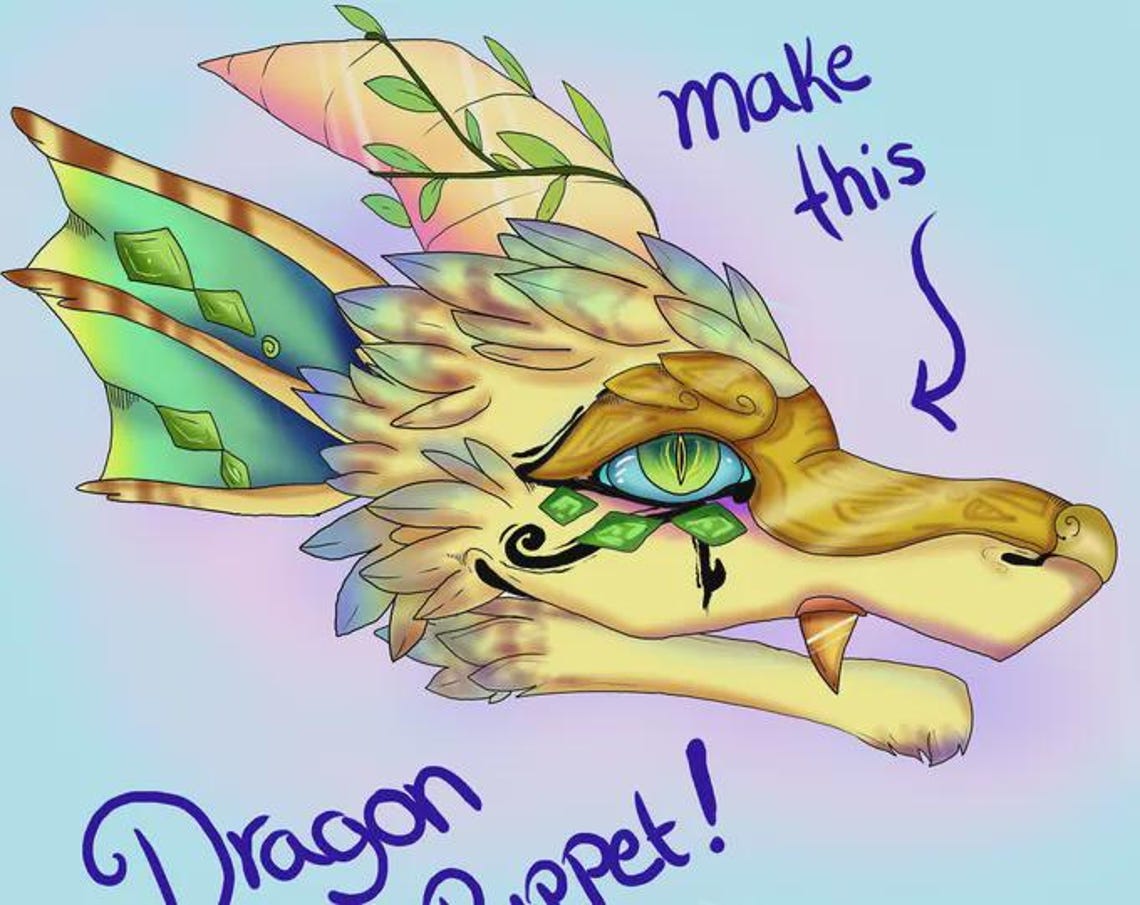 Printable Paper Dragon Puppet Template Base Pattern- You Pick! - Etsy