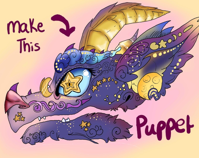 Printable Paper Dragon Puppet Template Base Pattern- You Pick! - Etsy