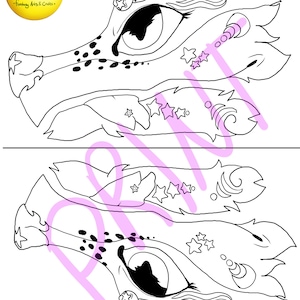 Plantilla de marioneta de dragón de papel personalizable para colorear e imprimir