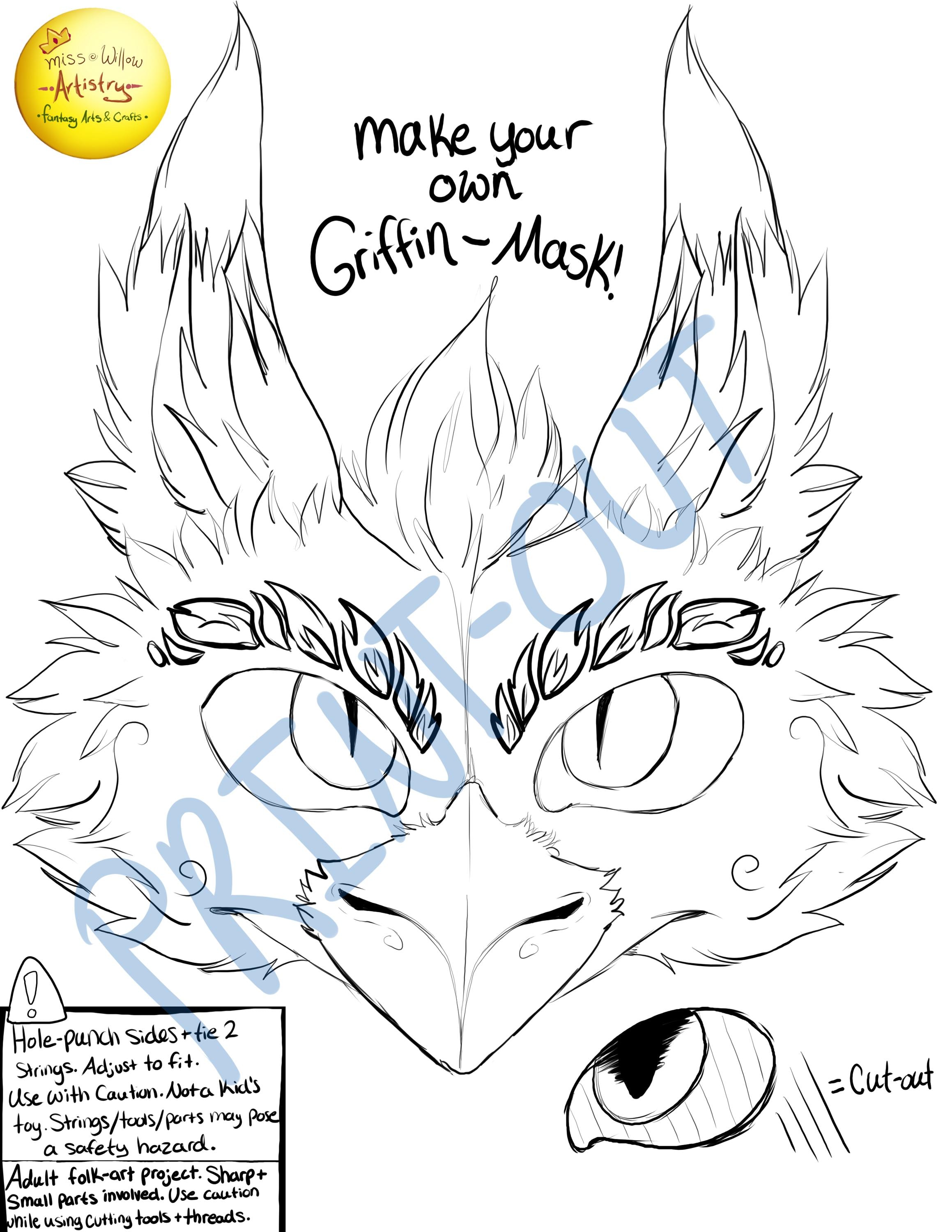 Make Your Own DIY Griffin Dragon Mask Kit Digital Download Customizable Pattern/Template