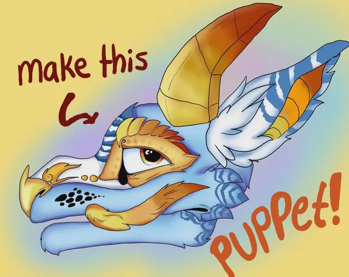 Printable Paper Dragon Puppet Template Base Pattern- You Pick! - Etsy