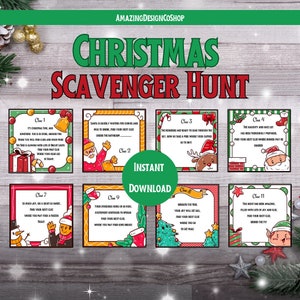 Búsqueda del tesoro de Navidad para niños / Juegos imprimibles de Navidad para niños / Pistas de búsqueda del tesoro de Navidad / Juego de fiesta de Navidad / Juego de Elf