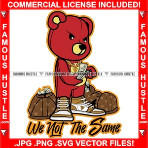 No somos el mismo rico ajetreo osito de peluche collar cadena de oro bolsas de dinero de lujo contando dinero en efectivo rico hustler hustling rap hip hop JPG PNG SVG