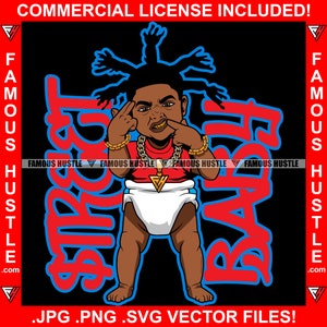 Gangster Street Baby Gold Teeth Chain Necklace Bijoux Dread Hair Money Bag Hustler Rapper Rap Hip Hop Hood Ghetto Trap Plug Art JPG PNG SVG