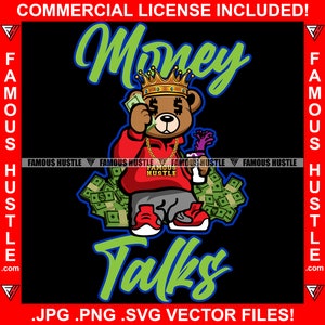 Money Talks Gangster Hustle Teddy Bear Talking Cash Money Cell Phone Purple Drink Lean Rap Hip Hop Hustler Hustling Art JPG PNG SVG Cut File