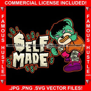 Selbstgemachte Gangster Teddy Bär Narbe Gesicht zeigen Gold Zähne Geld Spead Körper Tattoo Hip Hop Rap Hustler Thug Art Logo JPG PNG SVG Cut