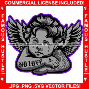 Berühmte Hustle Engel Statue No Love Tattoo Crying Wings Hustling God Ghetto Street Hustler Motivation Hip Hop Rap Rapper Art JPG PNG SVG Cut