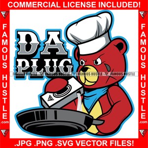 Da Plug Gangster Hustle Teddy Bär Koch Bandanna Kochen Up Backen Soda Rap Hip Hop Thug Rapper Kapuze Ghetto Trap Boss Plug JPG PNG SVG Cut