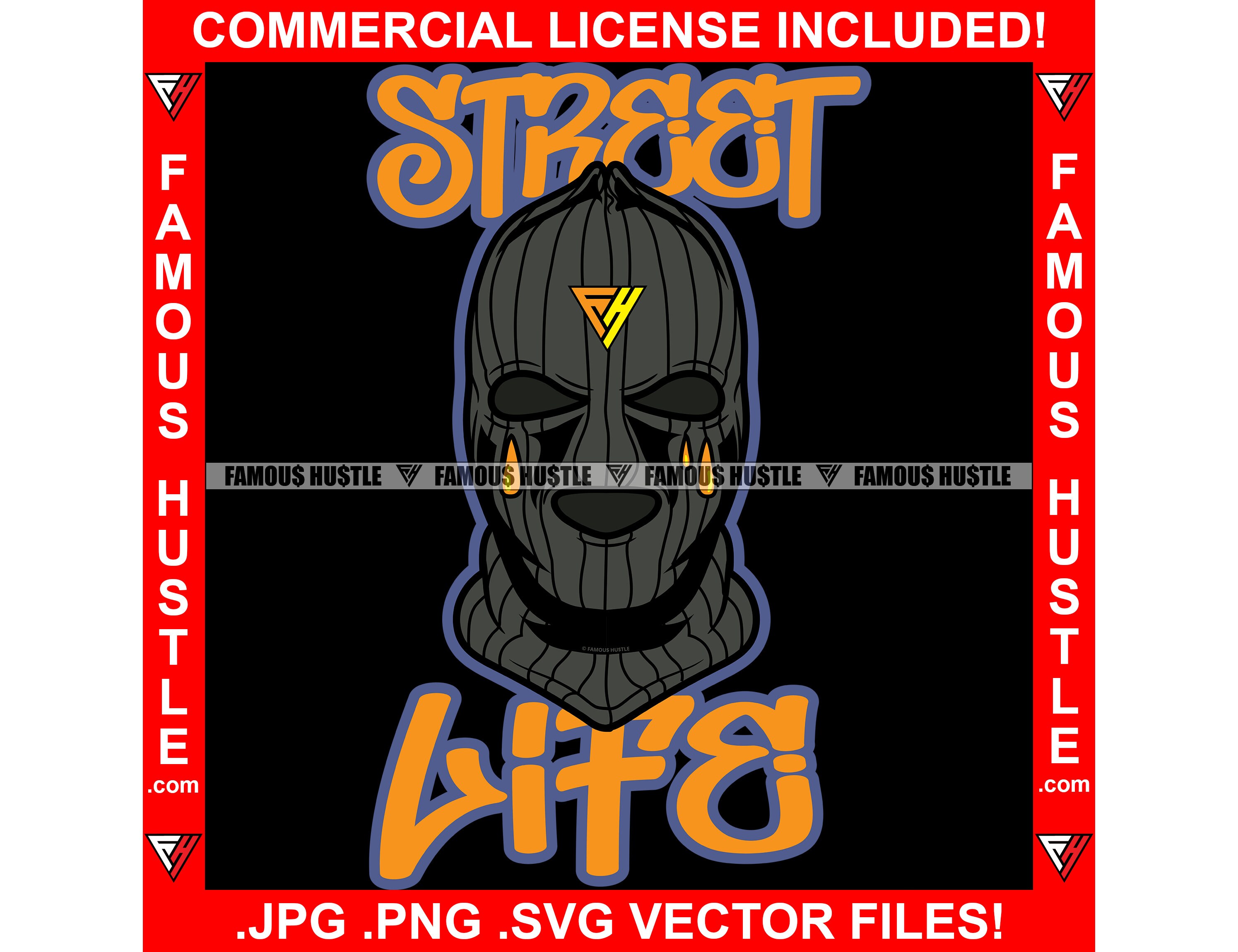 Street Life Gangster Ski Mask Tattoo Tear Gang Member Savage Etsy