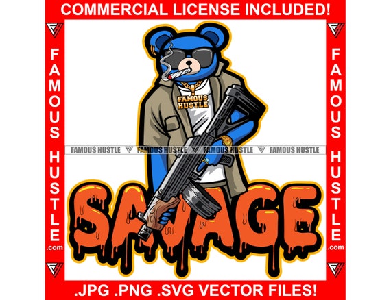 Dripping Savage Gangster Teddy Bear Smoking Huge Machine Gun Tattoo Hip Hop  Rap Plug Trap Hood Hustler Thug Drip Art Logo JPG PNG SVG Cut - Etsy Hong  Kong