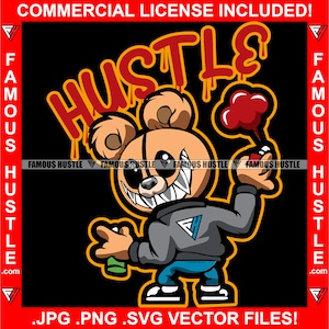 Gangster Teddy Bär Spray Paint Painting Hustle Graffiti Art Tag Wand Urban Street Ghetto Kapuze Stadt Künstler Rap Hip Hop JPG PNG SVG Cut File