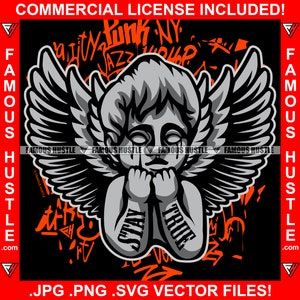 Célèbre Hustle Angel Statue Stay True Tattoo Crying Wings Graffiti Designer Fashion Hustler Trap Hood Thug Cartoon Character Art JPG PNG SVG