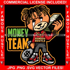 Money Team Gangster Hustle Teddybär Tropfaugen Geldbeutel Geldbeutel Gold Kette Hip Hop Rap Street Hustler Hustling Trap Plug JPG PNG SVG