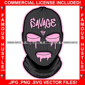 Gangster Ski Maske Lila Lean Dripping Eyes Savage Drip Hustler Hustling Rap Hip Hop Trap Plug Art Logo JPG PNG SVG Cut File