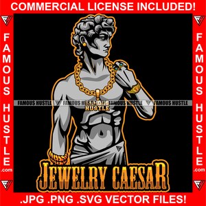 Schmuck Caesar Hustle Julius Caesar Statue Gangster Gold Halskette Kette Rich Hustler Trap Plug Rap Hip Hop Ghetto Kapuze Jpg PNG SVG Cut