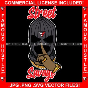 Street Savage Gangster Ski Maske Tragen Gold Schmuck Shhh Finger Zeichen Hand Geste Hip Hop Rap Trap Plug Kapuze Ghetto Hustling Jpg PNG SVG