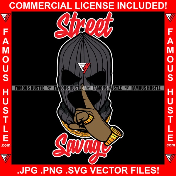 Street Savage Gangster Ski Mask Wearing Gold Jewelry Shhh Finger Sign Hand Gesture Hip Hop Rap Trap Plug Hood Ghetto Hustling Jpg PNG SVG