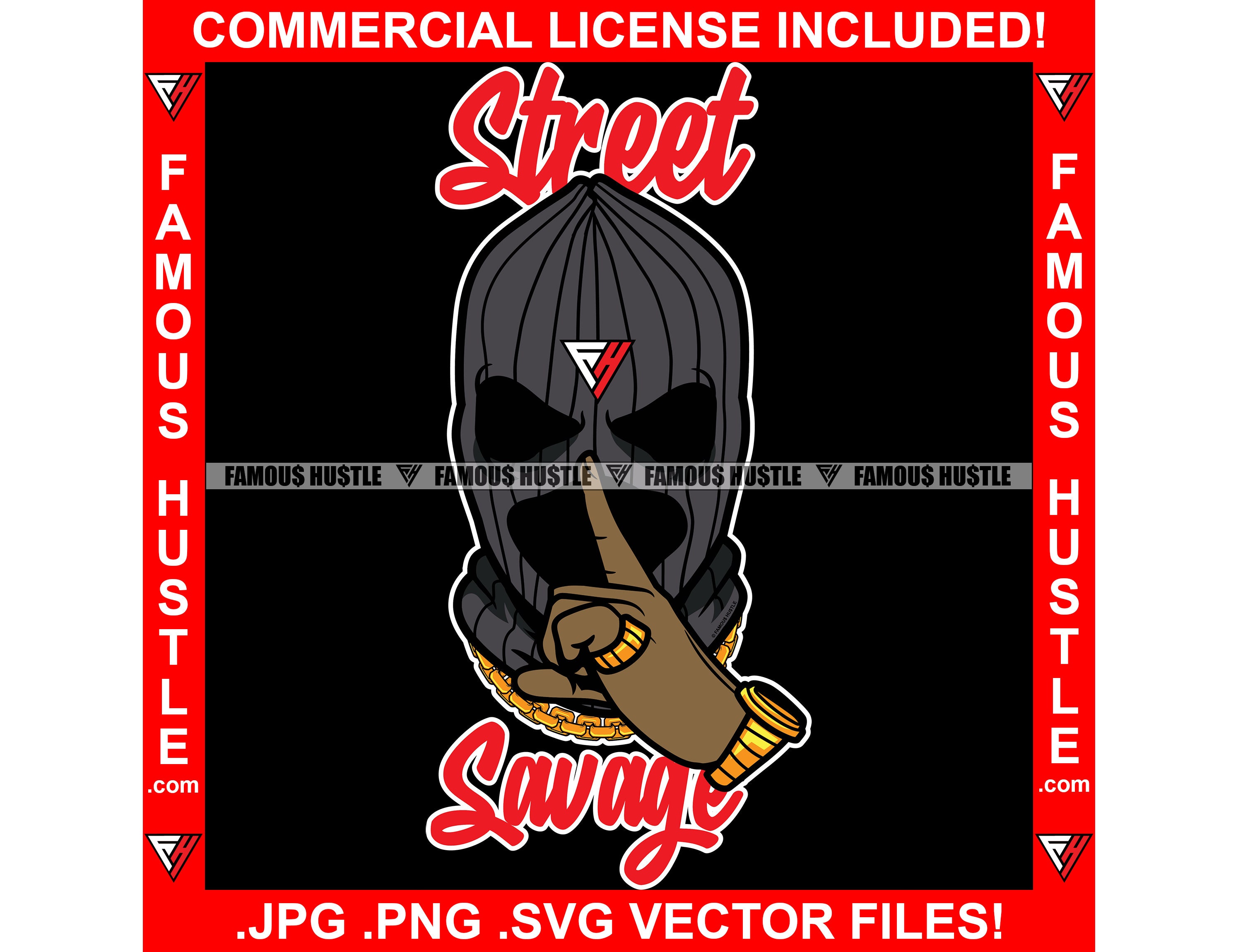 Street Savage Gangster Ski Mask Wearing Gold Jewelry Shhh
