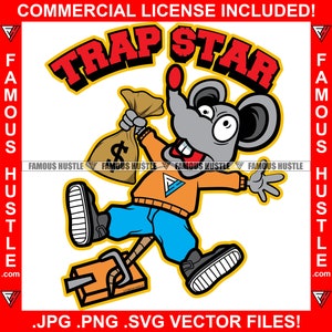 Trap Star Gangster Maus Trap Catching Ratte Cash Money Bag Ghetto Hustle Rap Hip Hop Kapuze Ghetto Trap Plug Hustler Art JPG PNG SVG Cut File