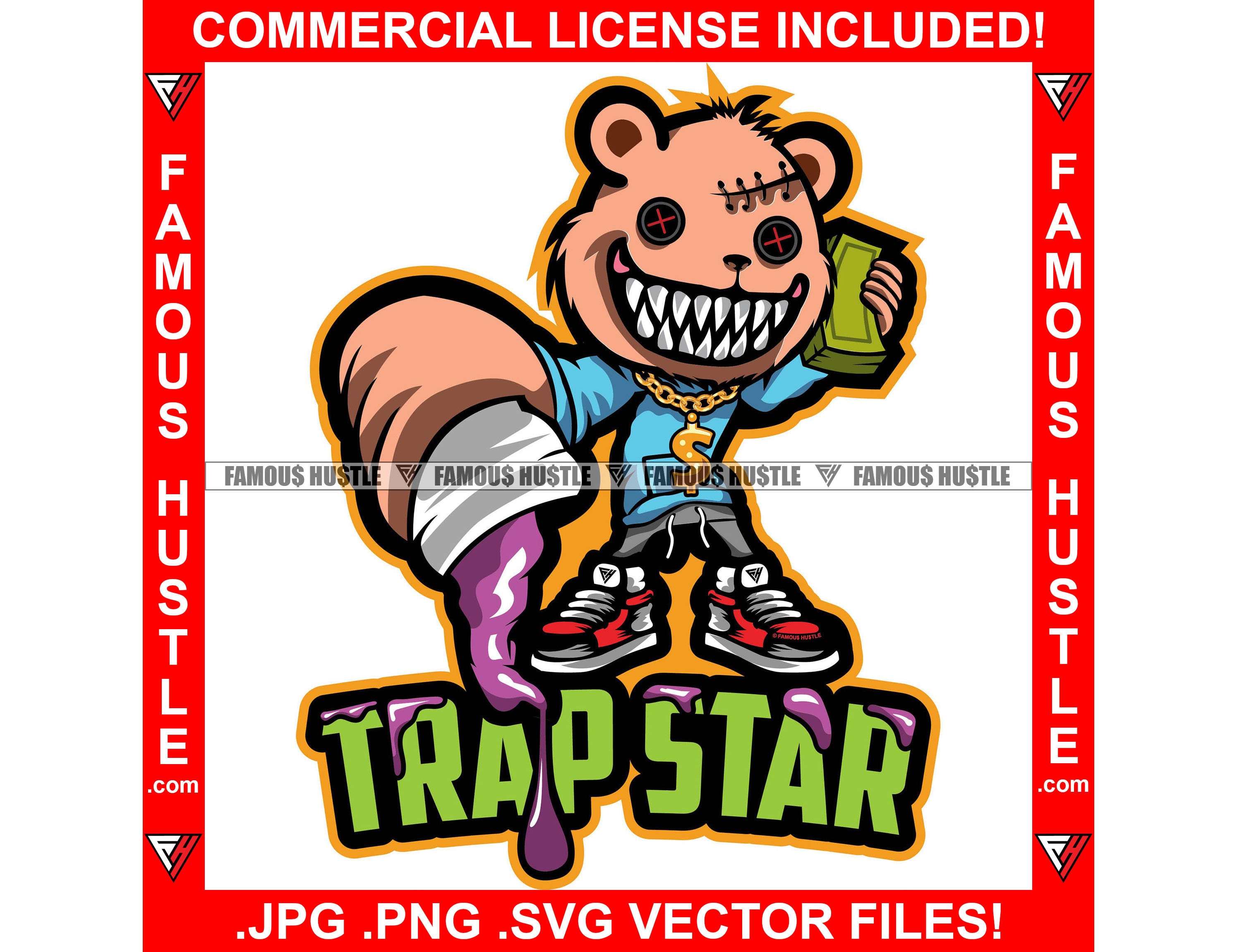 Trap Star Gangster Hustle Teddy Bear Scar Face Cell Phone 