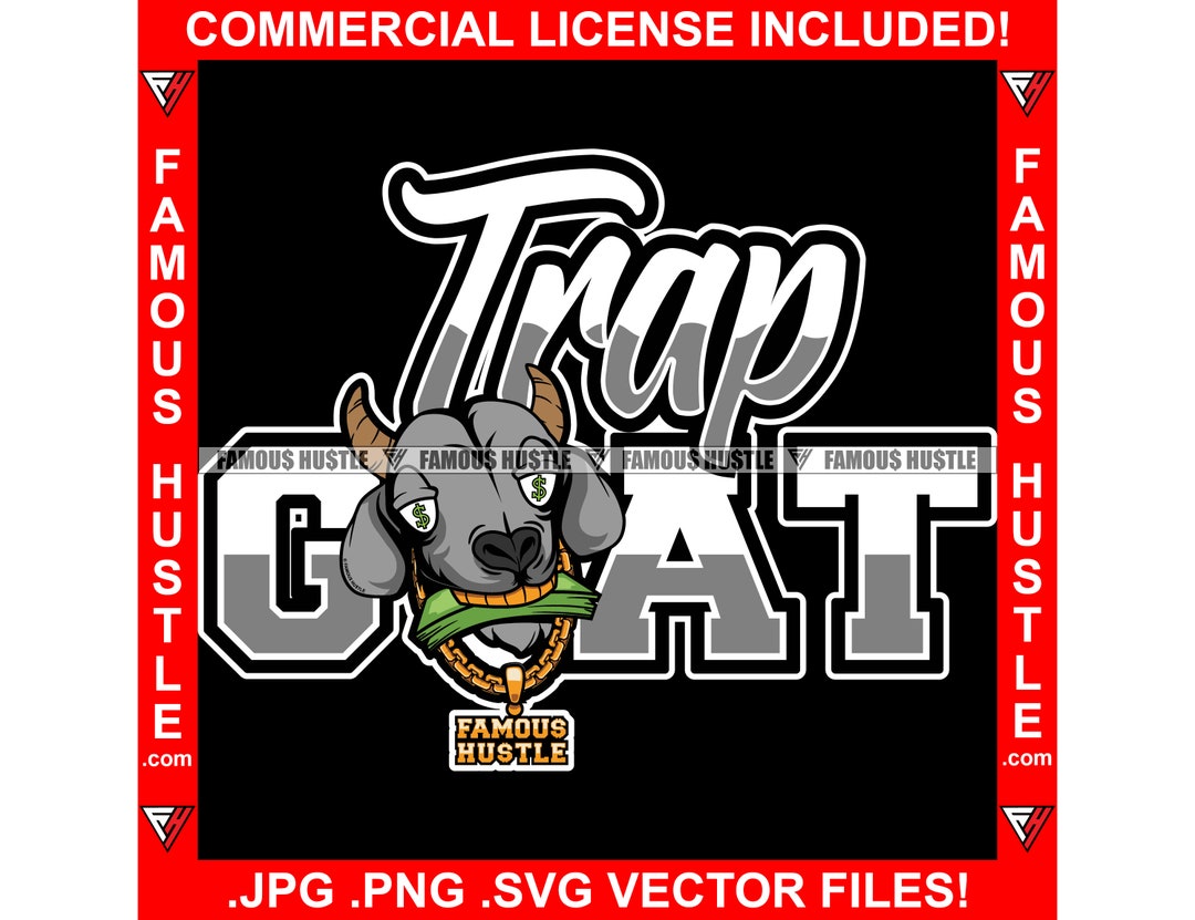 Trap Goat Gangster G.O.A.T. Dollar Sign Eyes Money Gold Teeth Necklace ...
