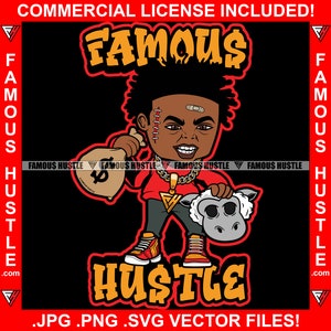 Beroemde Hustle Gangster Killer Scar Gezicht Schapen hoofd Cash Money Bag Hustle Rap Hip Hop Hood Ghetto Street Hustler Trap Plug Horror JPG PNG SVG