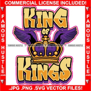 König der Könige Krone Lila Engel Flügel Hustle Zitat Rap Hip Hop Spruch Hustling Hustler Boss Trap Plug Rap Hip Hop Rich Art JPG PNG SVG Cut