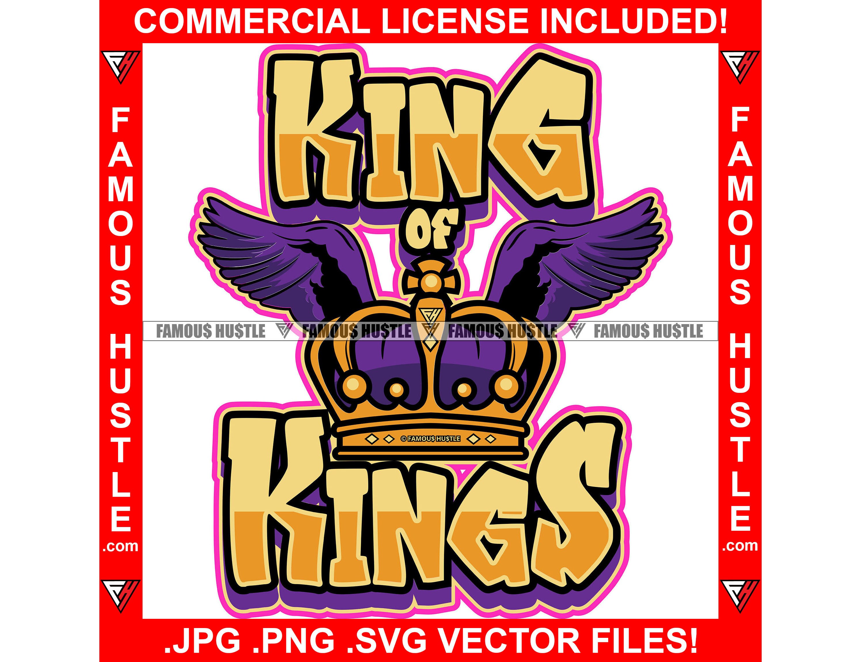 King of Kings Crown Purple Angel Wings Famous Hustle Quote Rap Etsy