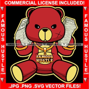 Gangster Teddybär Gold Halskette Kette Geldstapel Cash Phone Rich Hustler Trap Plug Rap Hip Hop Ghetto Kapuze Logo JPG PNG SVG Cut