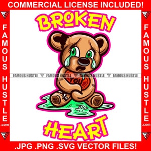 Corazón roto Mujer Llorando Lágrima Charco Triste Oso de Peluche Lágrimas Corazón Rojo Sin Amor Relación Tatuaje Cita Logo Arte JPG PNG SVG Corte