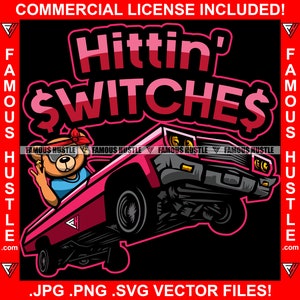 Gangster Teddybär Bandanna Low Rider Dunk Car Hittin' Schalter Gang Schild Hustle Savage Hustler Trap Rap Hip Hop Ghetto Art JPG PNG SVG Cut