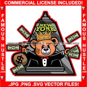 Hustle Teddybär Stockbroker Stockbroker Börse Geldbeutel Geldbeutel Investment Investment Rap Hip Hop Art JPG PNG SVG Cut File