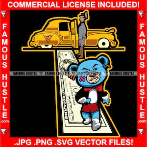 Rich Hustle Teddybär 100 Bill Geldteppich Luxus Gold Auto Hustler Trap Plug Rap Hip Hop Logo Rich Ghetto Thug Kapuze Art JPG PNG SVG