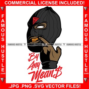 Auf jeden Fall Gangster Tragen Ski Maske Keine Augen Finger zeigen Gold Zähne Grill Hustler Hustling Rap Hip Hop Trap Plug Art JPG PNG SVG