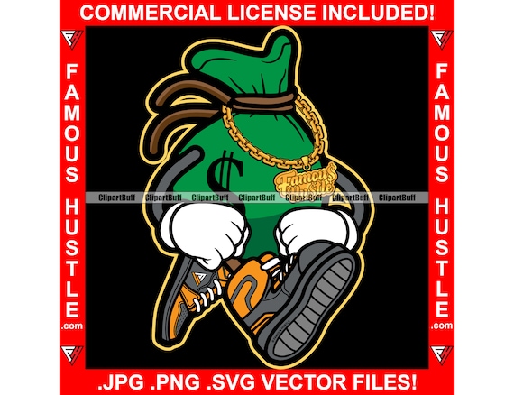 ☆Money Bag☆ G-rap Hiphop Dollar Sign With Money Bag SVG | Rich Famous Millionaire