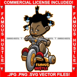 Gangster Baby Diamond Dread Tricycle Gold SchnullerKette Berühmte Hustler Boss Hip Hop Trap Plug Rap Art Logo JPG PNG SVG Cut