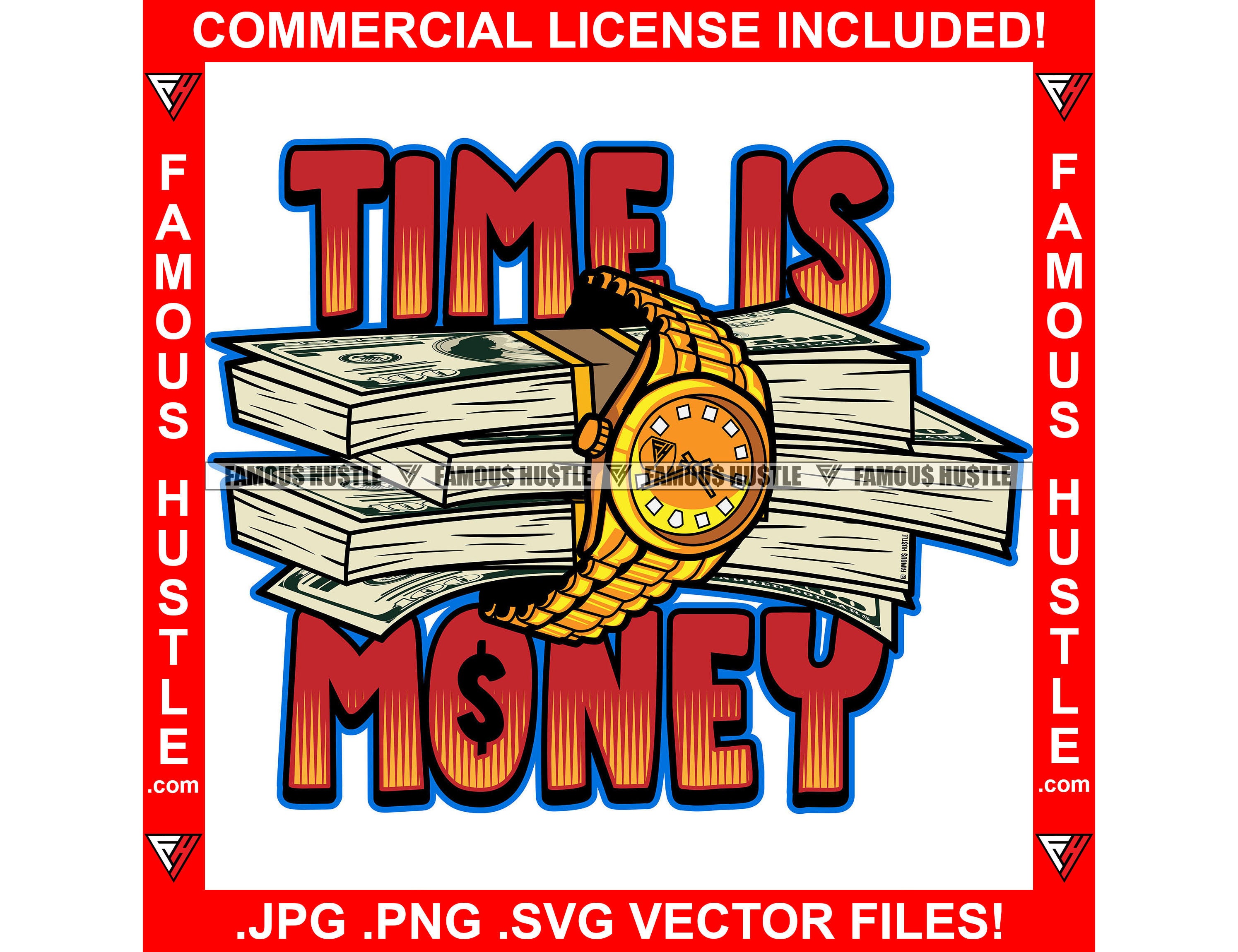 Time is Money Stack One Hundred Dollar Bills Cash Gold Luxury Etsy