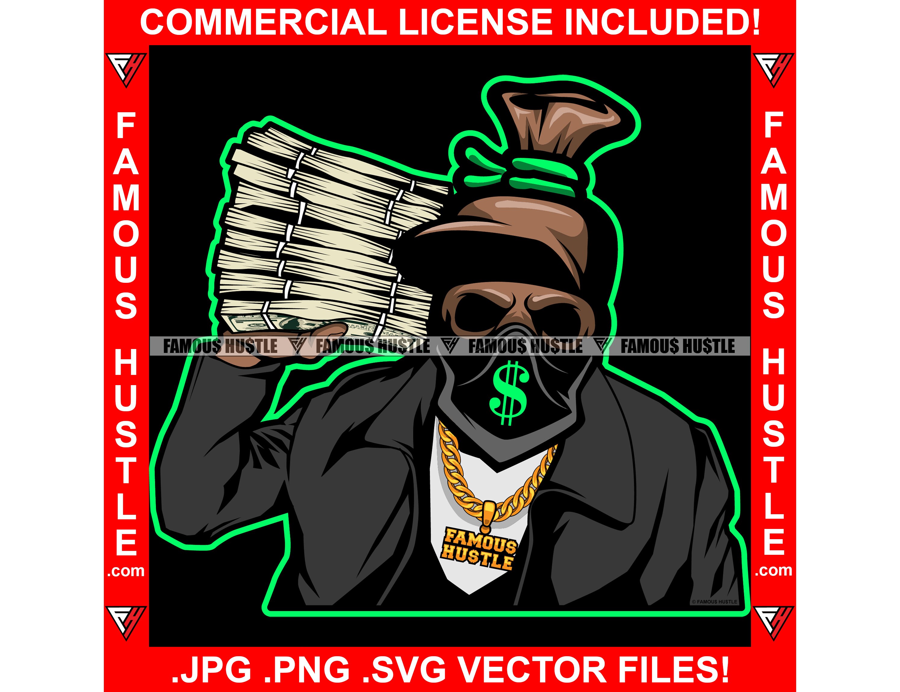 Gangster Money Bag Cartoon Character Burglar Mask Holding Cash Etsy