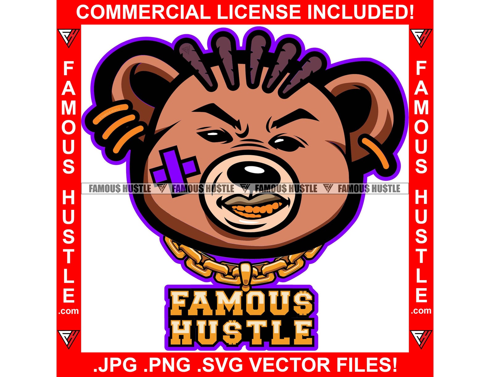 Gangster Teddy Bear Corn Rows Gold Teeth Scar Face Bandage - Etsy